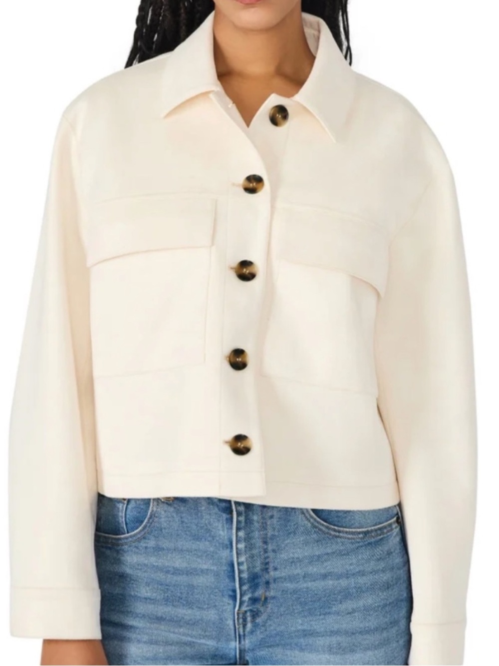 Steve Madden Cream Faux Suede Crop Jacket